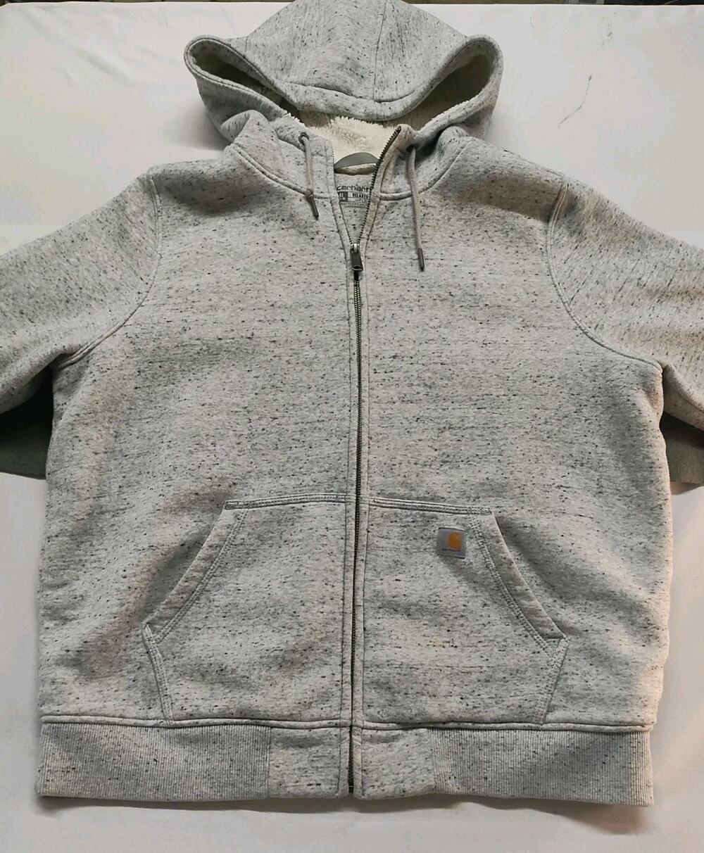 Carhartt Clarksburg Sherpa Lined Hoodie Womens Size XL Light Gray Comfy